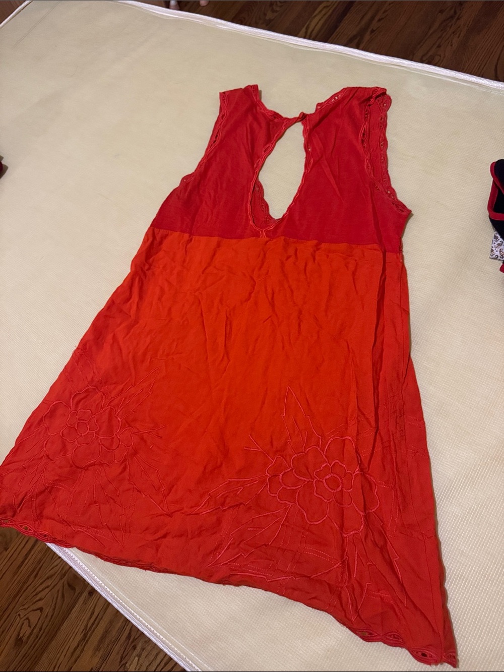 Free People Red and Orange Floral Backless Dress - Picture 4 of 5